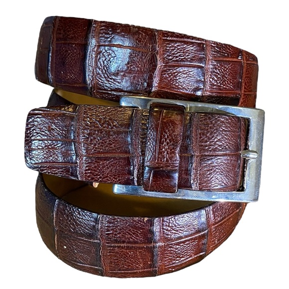 stefano piazza Other - Stefano Piazza Vintage Leather Belt brown Crocodile Embossed 42